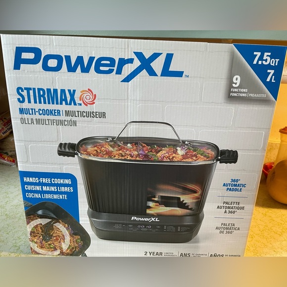 StirMax 7.5 Qt Multi-Cooker with Auto Stir/Shred Paddle and 9 Presets, BLACK - Picture 1 of 2